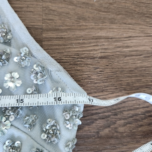 Anthropologie BHLDN GINNY SEQUIN FLOWER EMBELLISH TULLE MAXI DRESS GREY 10 - Picture 13 of 14